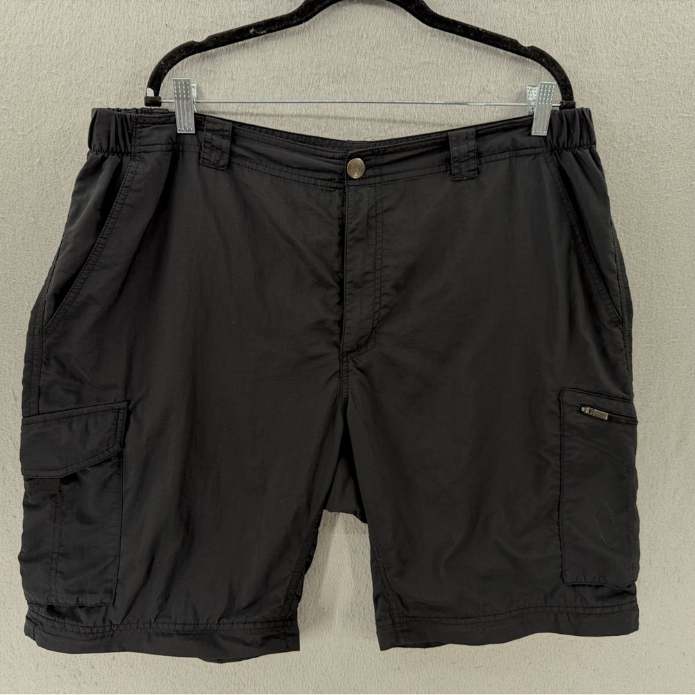 Columbia Cargo Shorts Mens 40 Black‎ Ripstop Omni-Shade Wick UPF 50 Hiking Trail